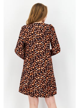 WHISTLES Women Allover Print Mini Dress, Brown  - Image 3