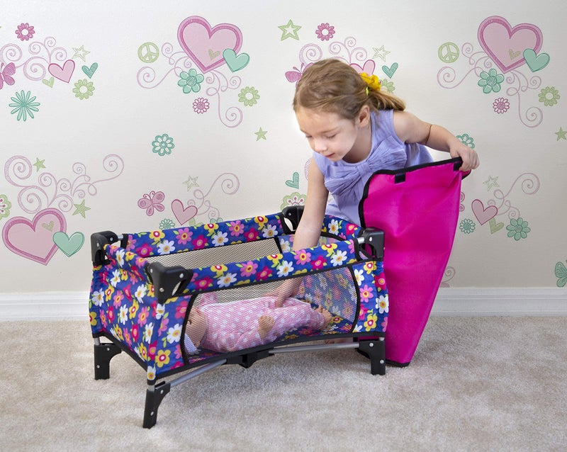 fash n kolor Baby Doll Crib Set, Toy Pack n Play Bassinet Blanket & Carry Bag for Baby Doll Playpen Fits up to 20" Doll | Allows for Easy Compact Folding for Storage Toy, - Image 5
