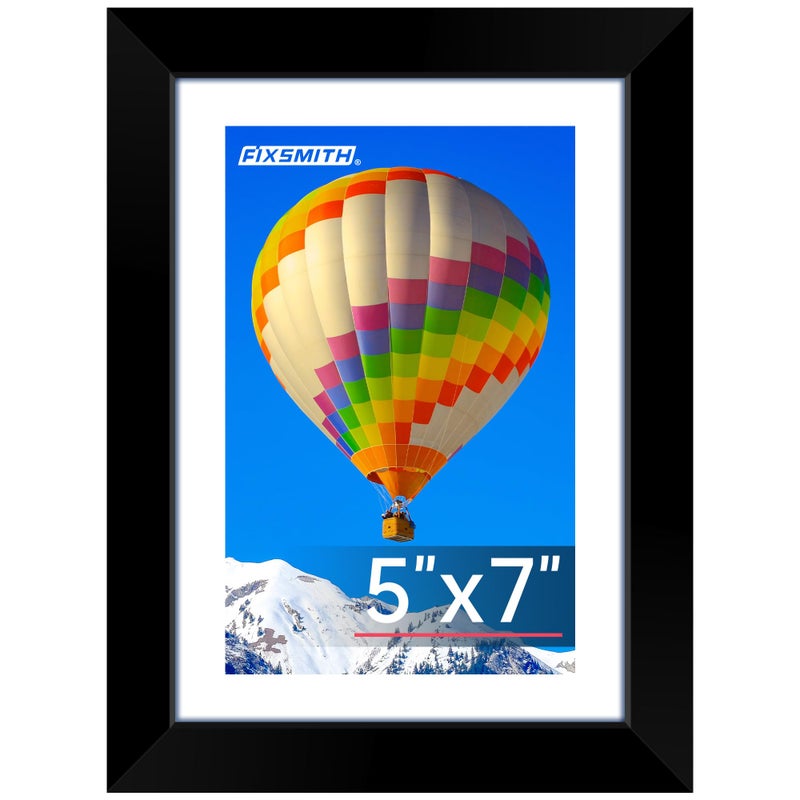 FIXSMITH 5x7 Picture Frame  Black Photo Frame with HD Plexiglass  Display Pictures 4x6 with Mat or 5x7 Without Mat Multi Picture Frames Collage for Tabletop or Wall Display  1 Pack - Image 1