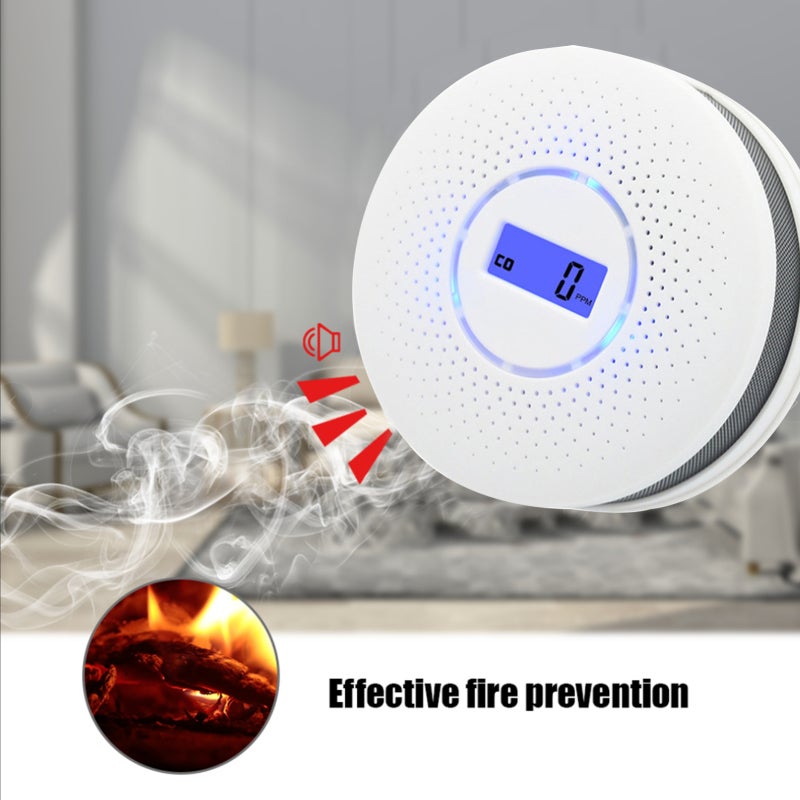 Smoke And Carbon Monoxide Alarm: White 2-In-1 Detector - High Accuracy Electrochemical & Photoelectric Sensors Low Battery Prompt Hush Mode - Long Standby Life for Home Safety - Image 4