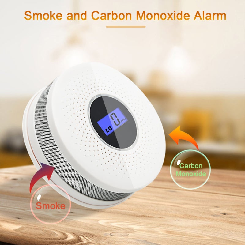 Smoke And Carbon Monoxide Alarm: White 2-In-1 Detector - High Accuracy Electrochemical & Photoelectric Sensors Low Battery Prompt Hush Mode - Long Standby Life for Home Safety - Image 2