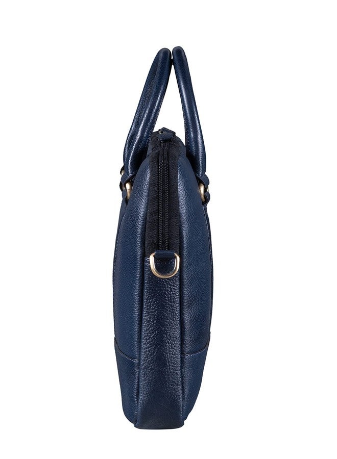 BRAND LEATHER Men's and Women's GENUINE LEATHER Laptop Shoulder Messenger Bag Case Sleeve for 13 13.3 14 14.1" Inch Notebook/Chromebook (BLUE) - Image 3