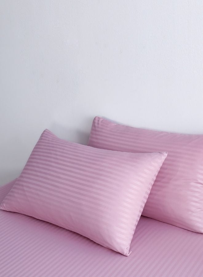 LUNA Home Premium King Size 6Piece Bedding Set Without Filling Violet Satin Stripes Design - Image 3