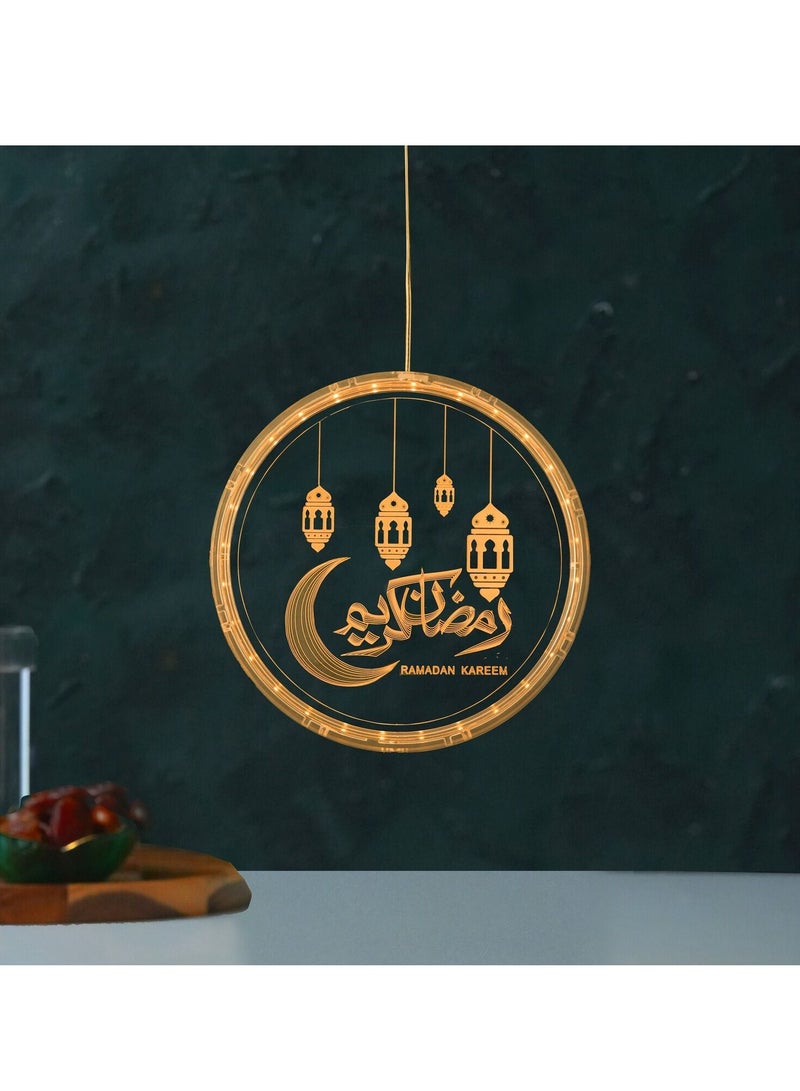 HilalFul Ramadan Kareem Hanging Circle | Suitable for Living Room, Bedroom and Outdoor | Perfect Festive Gift for Home Decoration in Ramadan, Eid, Birthdays, Weddings, Housewarming | Battery Operated - Image 1