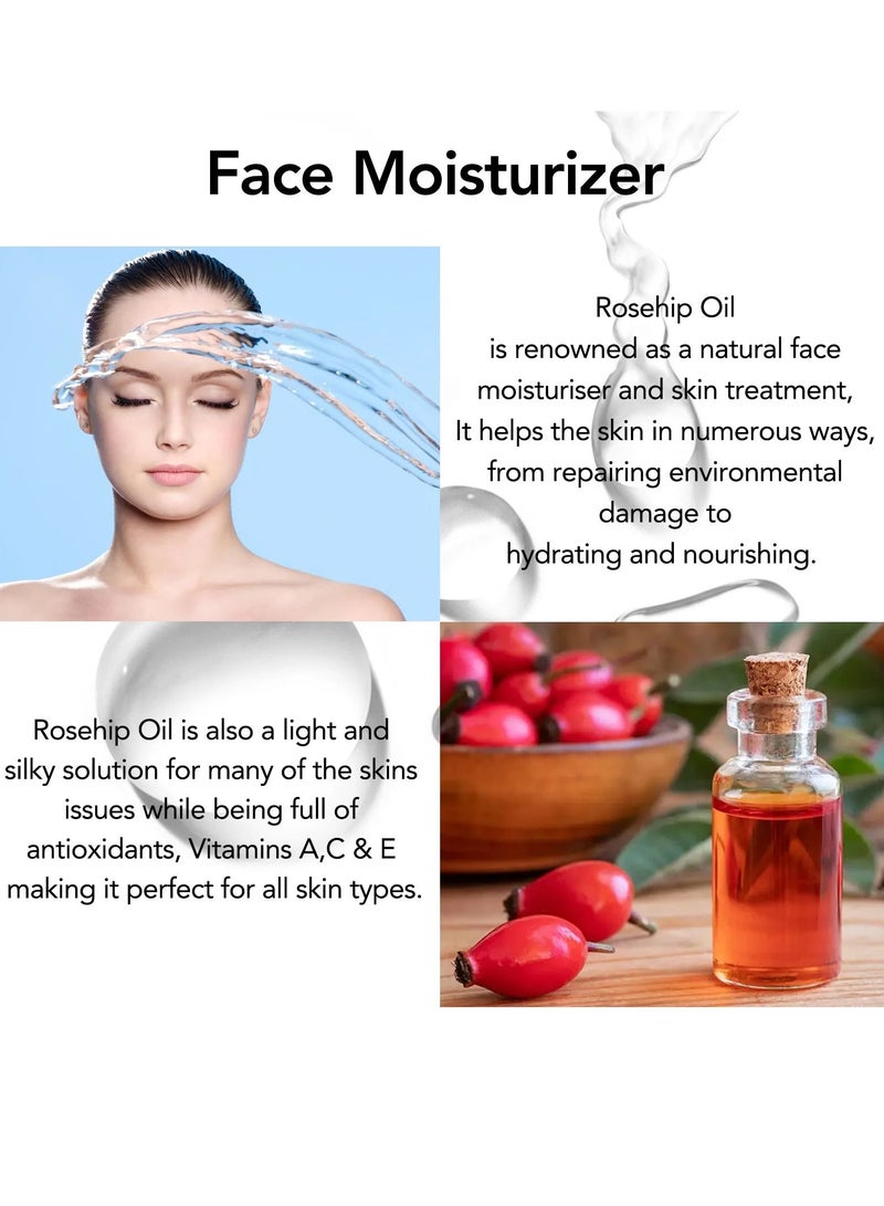 ALIVER 60ml Rosehip Oil for Face and Hair Rosehip Seed Oil Pure Cold Pressed Unrefined Rosehip Oil for Face Hair and Nails Rose Hips Essential Oil Skin Care Moisturizer - Image 5