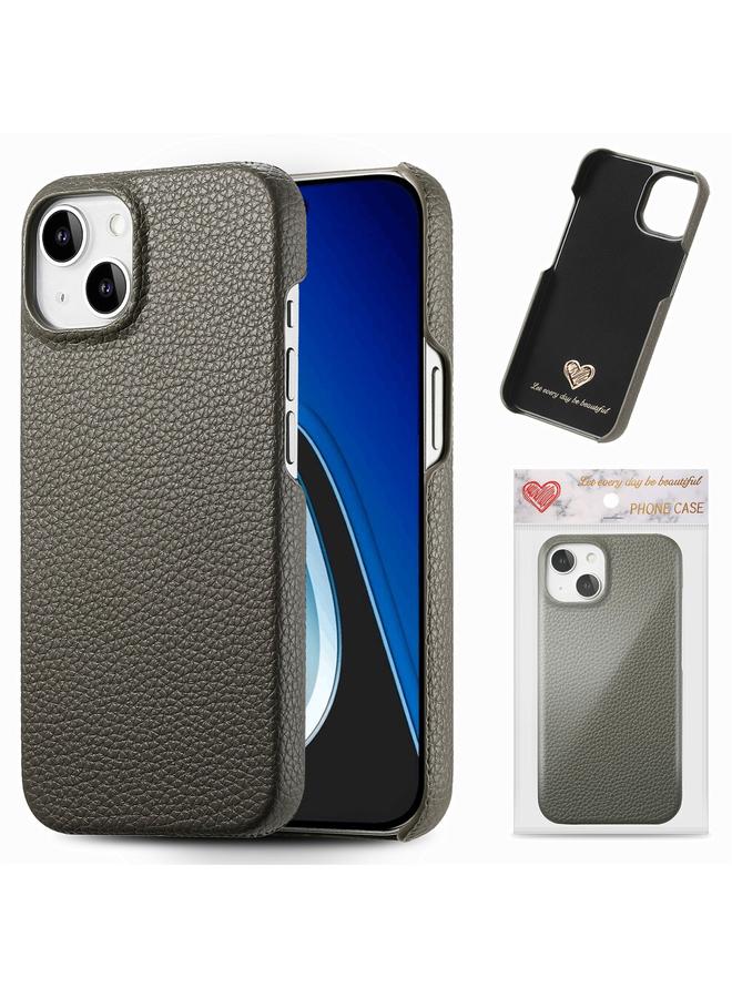 erorex Case For iPhone 15 Litchi Oil Edge Leather Back Phone Case - Image 1