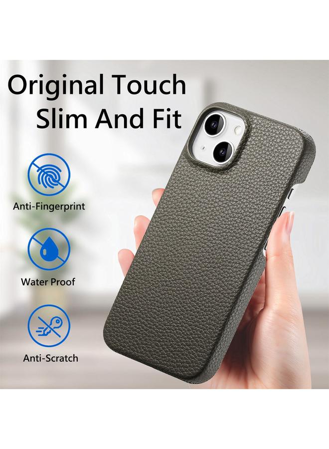 erorex Case For iPhone 15 Litchi Oil Edge Leather Back Phone Case - Image 5