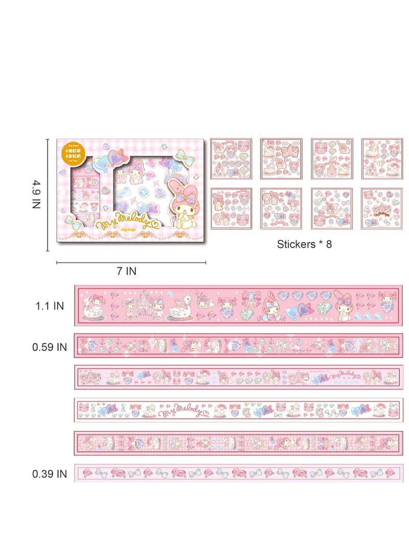 KASTWAVE Washi Tape Set, 6 Rolls + 8 PCS Kawaii Animals Gold Foil Decorative Masking Tape for Journaling, Scrapbooking, Kids DIY Crafts, Aesthetic Supplies, Planners, Bullet Journal  - Image 3