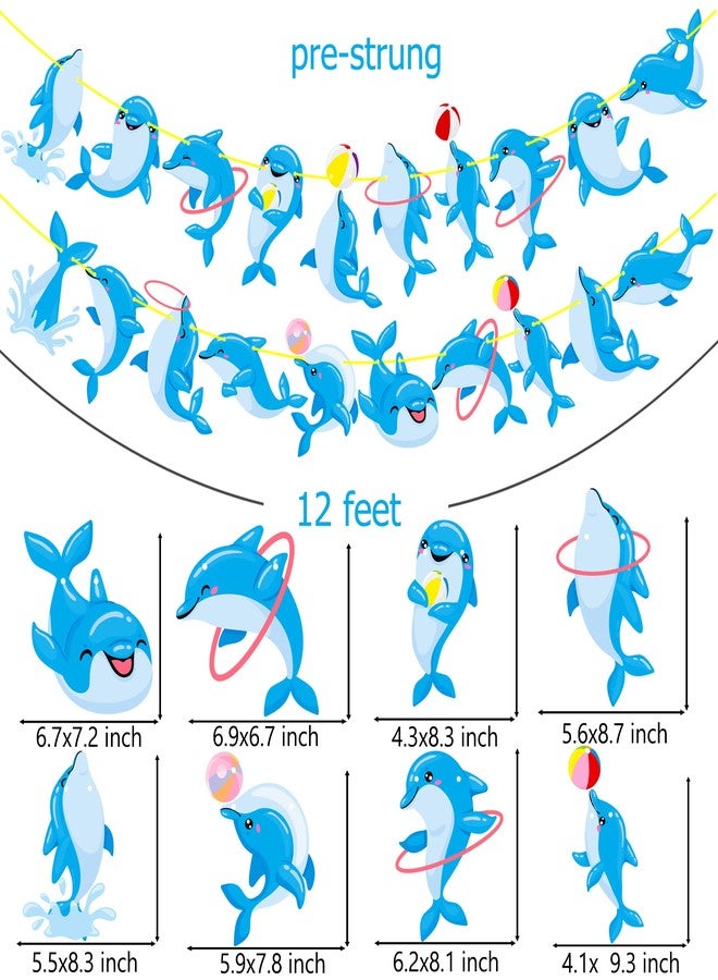umoni Dolphin Party Decorations Supplies Dolphin Birthday Banner Decorations Dolphin Birthday Supplies Blue Dolphin Party Garland Decorations for Ocean Theme Party Baby Shower Supplies - Image 3