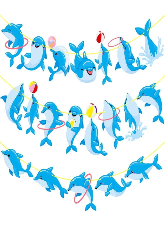 umoni Dolphin Party Decorations Supplies Dolphin Birthday Banner Decorations Dolphin Birthday Supplies Blue Dolphin Party Garland Decorations for Ocean Theme Party Baby Shower Supplies - Image 2