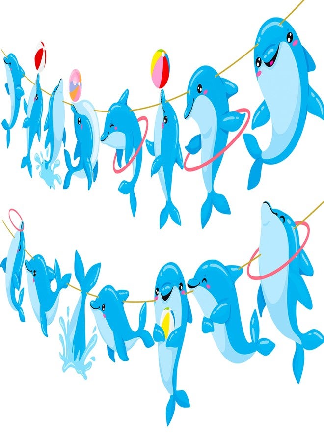 umoni Dolphin Party Decorations Supplies Dolphin Birthday Banner Decorations Dolphin Birthday Supplies Blue Dolphin Party Garland Decorations for Ocean Theme Party Baby Shower Supplies - Image 1