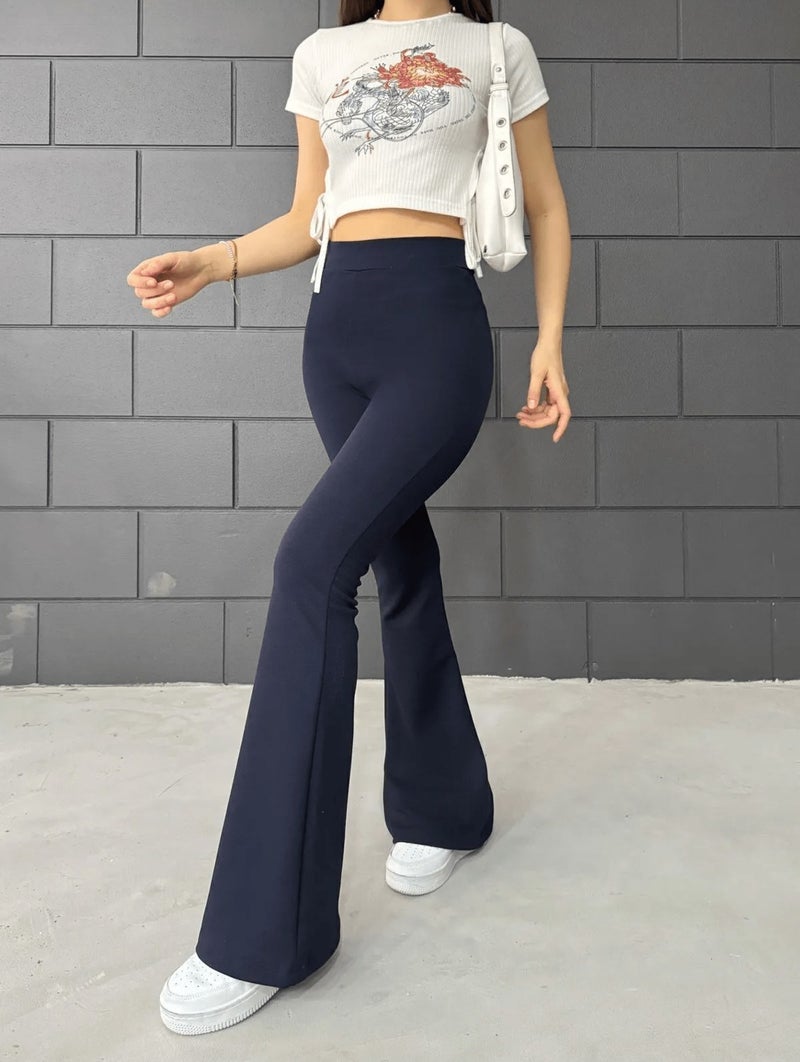 Balta Collection Women's Flare Leg Crepe High Waist Lycra Slimming Leggings Pants  - Image 1
