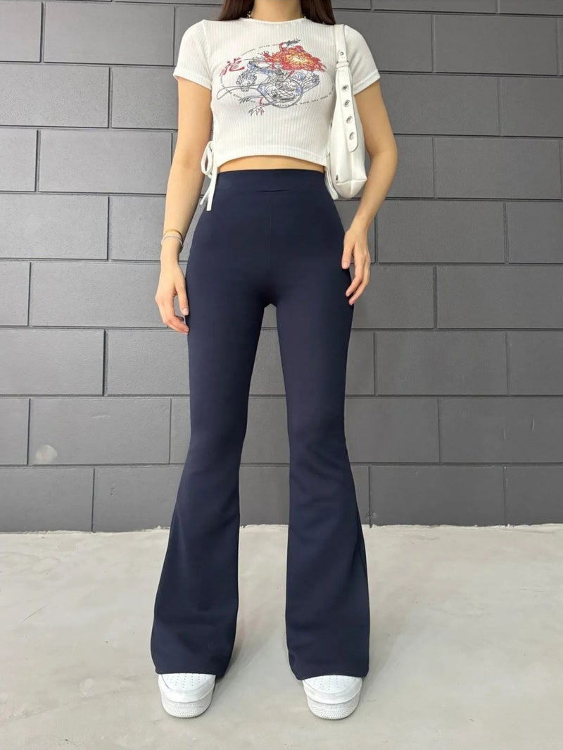 Balta Collection Women's Flare Leg Crepe High Waist Lycra Slimming Leggings Pants  - Image 5