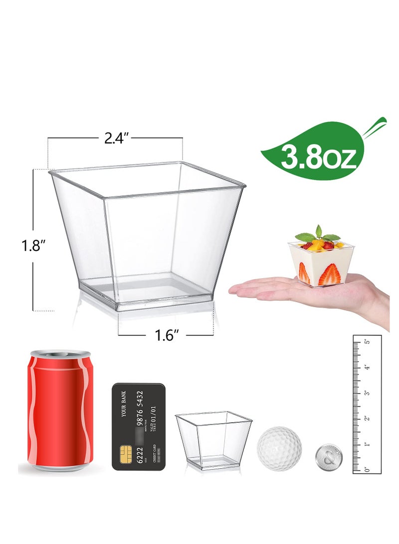 50 Pack Small Square Clear Plastic Dessert Cups with Lids and Spoons - 3.8 Oz Tumbler Cups for Desserts, Appetizers, Puddings, Ice Cream, Yogurt, Candies, and Mousse. - Image 5