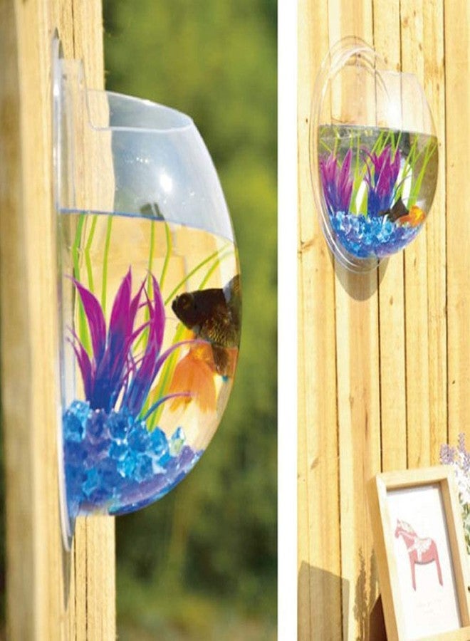 Mistletoe Beautiful Quality Wall Hanging Fish Bowl Acrylic - Assorted Back Color (Not Glass) 9 Inches, 1 LTR - Image 3