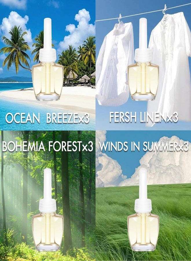 DERDUFT Plug In Refills Air Freshener 12 Pack - Ocean Breeze, Fresh Linen, Bohemia Forest, Winds in Summer, Scented Refill for Home, Bathrooms Use, Compatible with Air Wick & Glade - Image 3