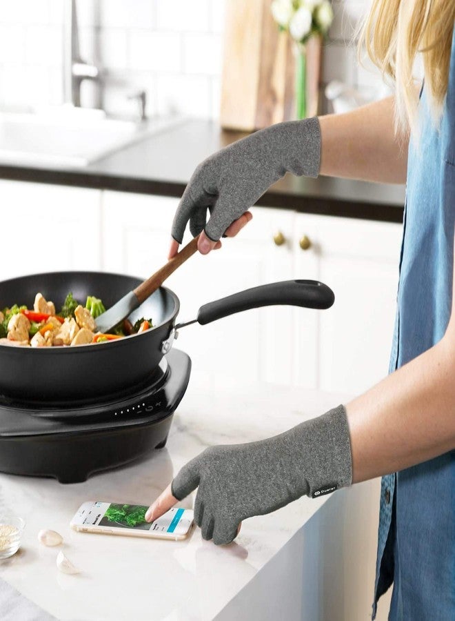 دورير قفازات دويرر الضاغطة لعلاج التهاب المفاصل، للرجال والنساء، لعلاج متلازمة النفق الرسغي، والتهاب المفاصل الروماتويدي، والتهاب الأوتار، قفازات بدون أصابع للكتابة على الكمبيوتر والعمل اليومي (رمادي، صغير) - Image 5