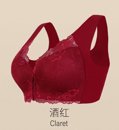 Plus Size Wireless Bra Comfortable Breathable Wine red  - Image 1