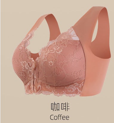 Plus Size Wireless Bra Comfortable Breathable Wine red  - Image 2