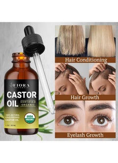 Fiora Naturals Organic Cold Pressed Castor Oil USDA Certified Eyelash and Hair Growth Serum, Hexane-Free, Conditions and Stimulates Growth for Lashes, Brows and Hair  - Image 5