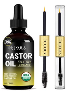 Fiora Naturals Organic Cold Pressed Castor Oil USDA Certified Eyelash and Hair Growth Serum, Hexane-Free, Conditions and Stimulates Growth for Lashes, Brows and Hair  - Image 1