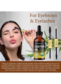 Fiora Naturals Organic Cold Pressed Castor Oil USDA Certified Eyelash and Hair Growth Serum, Hexane-Free, Conditions and Stimulates Growth for Lashes, Brows and Hair  - Image 3