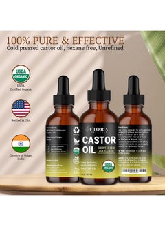 Fiora Naturals Organic Cold Pressed Castor Oil USDA Certified Eyelash and Hair Growth Serum, Hexane-Free, Conditions and Stimulates Growth for Lashes, Brows and Hair  - Image 4