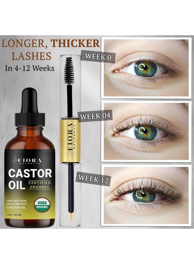 فيورا ناتشيورالز زيت الخروع العضوي المعصور على البارد، معتمد من وزارة الزراعة الأمريكية، مصل لنمو الرموش والشعر، خالٍ من الهكسان، يرطب ويحفز نمو الرموش والحواجب والشعر - Image 2