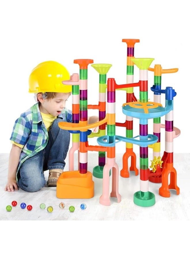 MaxTronic Marble Run,135 PCS Marble Maze Building Block Toys Gravitrax Marble Run for Kids,STEM Learning Toys Marble Track Race Tower Model Creative Birthday Gift with 60 Marbles for Boys & Girls 3 4 5 6 7 8 9 - Image 5
