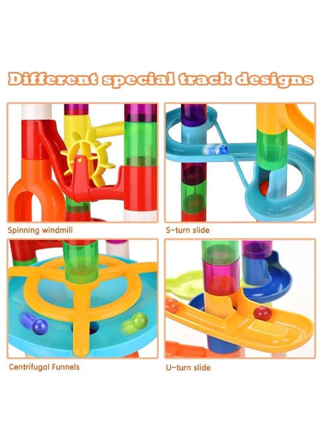 MaxTronic Marble Run,135 PCS Marble Maze Building Block Toys Gravitrax Marble Run for Kids,STEM Learning Toys Marble Track Race Tower Model Creative Birthday Gift with 60 Marbles for Boys & Girls 3 4 5 6 7 8 9 - Image 3