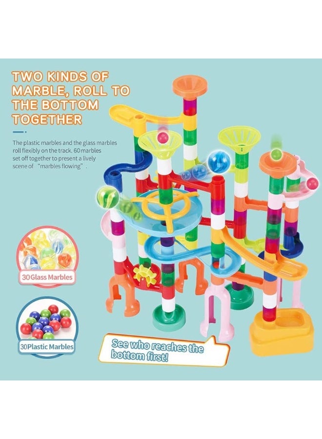 MaxTronic Marble Run,135 PCS Marble Maze Building Block Toys Gravitrax Marble Run for Kids,STEM Learning Toys Marble Track Race Tower Model Creative Birthday Gift with 60 Marbles for Boys & Girls 3 4 5 6 7 8 9 - Image 4