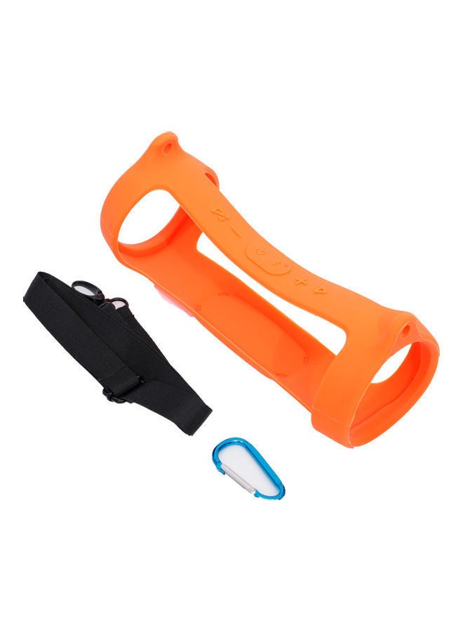 NIBEMINENT 3-Piece Bluetooth Speaker Silicone Protective Case Cover With Strap Orange  - Image 1