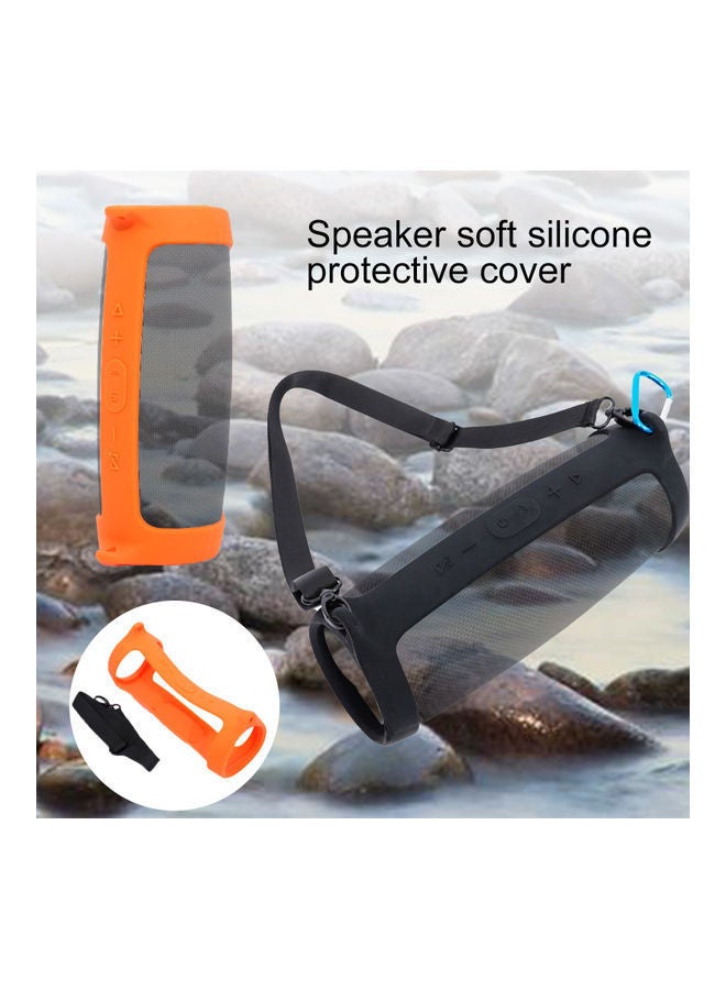NIBEMINENT 3-Piece Bluetooth Speaker Silicone Protective Case Cover With Strap Orange  - Image 2