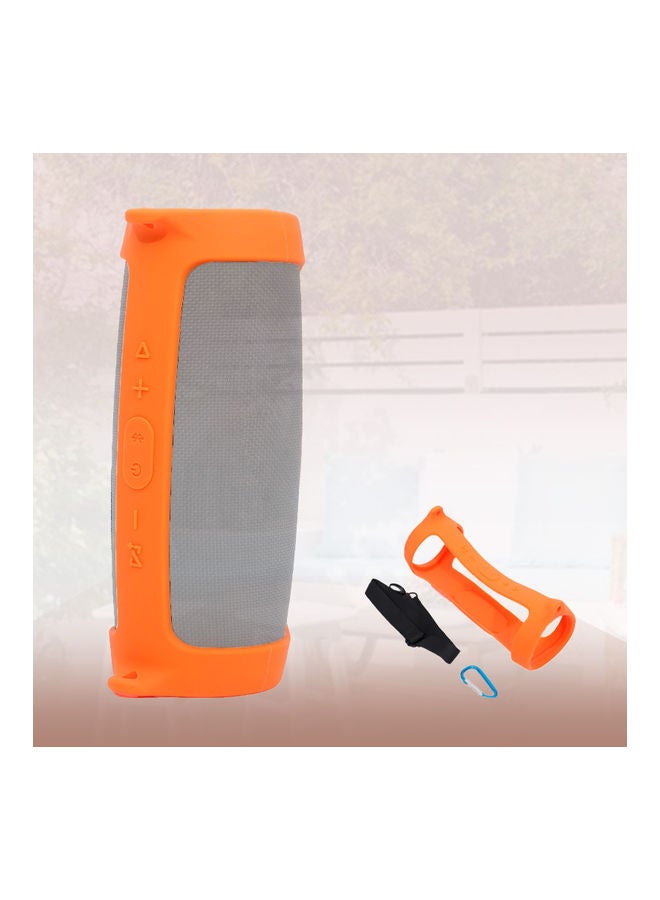 NIBEMINENT 3-Piece Bluetooth Speaker Silicone Protective Case Cover With Strap Orange  - Image 3