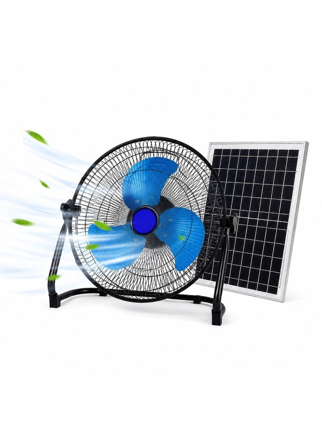 Portable Solar Powered Floor Fan with Solar Panel, Rechargeable Outdoor Cooling Fan, Energy Saving Electric Fan for Home, Camping, Garden, Patio & Emergency Use - Image 1