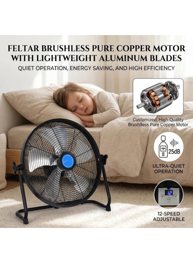 Large Outdoor Floor Fan, Solar Rechargeable Fan with 15000mAh Battery, Portable Cooling Fan for Home Garden Patio Bedroom Garage - Image 5