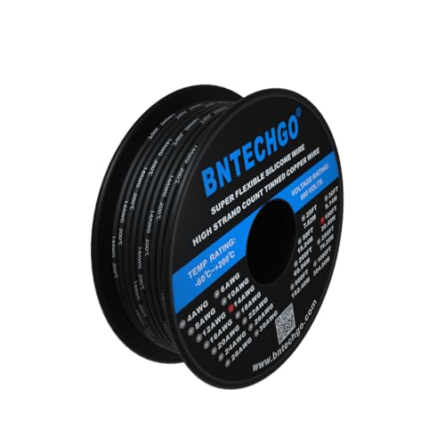 BNTECHGO 14 Gauge Silicone Wire Spool 100 ft Black Flexible 14 AWG Stranded Tinned Copper Wire - Image 2