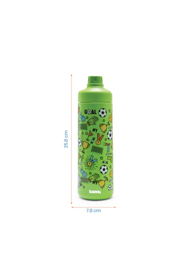 تانك سوبر كول ميني - زجاجة مطبوعة، 650 مل، تصميم كرة القدم، خالية من مادة BPA، معزولة حرارياً، مانع للتسريب - Image 3