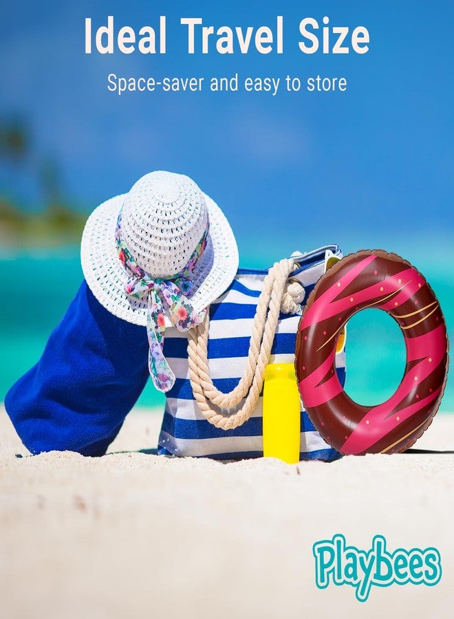 Playbees عوامات حمام سباحة على شكل دونات شوكولاتة - عبوة من 4 قطع - 20 بوصة - عوامات قابلة للنفخ للأطفال - لعبة مائية صيفية ممتعة لحفلات حمام السباحة والديكورات - Image 4