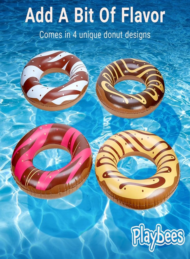 Playbees عوامات حمام سباحة على شكل دونات شوكولاتة - عبوة من 4 قطع - 20 بوصة - عوامات قابلة للنفخ للأطفال - لعبة مائية صيفية ممتعة لحفلات حمام السباحة والديكورات - Image 3