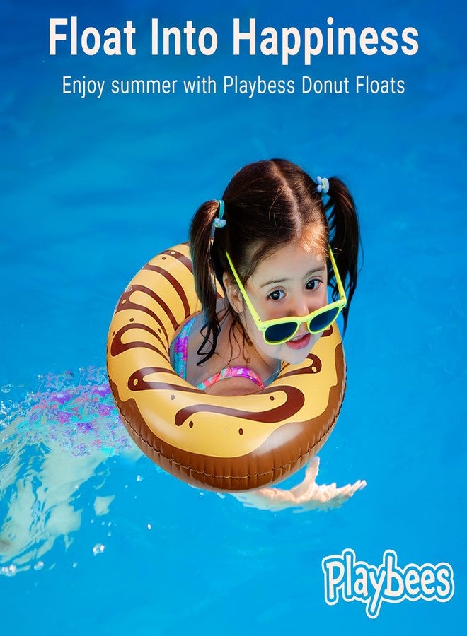 Playbees عوامات حمام سباحة على شكل دونات شوكولاتة - عبوة من 4 قطع - 20 بوصة - عوامات قابلة للنفخ للأطفال - لعبة مائية صيفية ممتعة لحفلات حمام السباحة والديكورات - Image 5