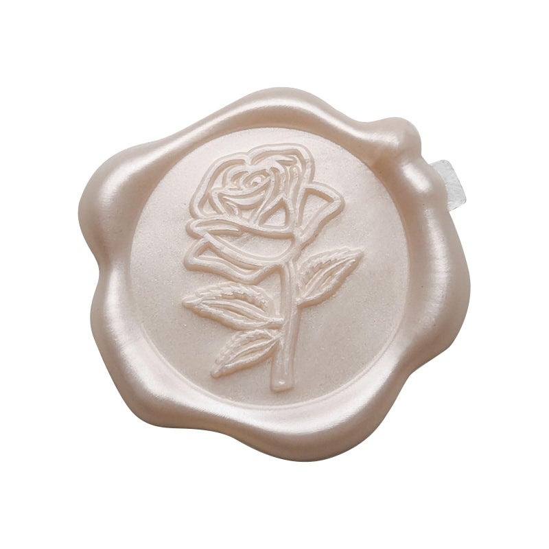 Pilloze Wax Seal Stickers - 3D Champagne Rose Wedding Invitation Envelope Botanical Seal Stickers, 50 Pcs Self- Adhesive Stickers, Perfect for Wedding Invitation, Christmas, Gift Wrapping, Baby Shower - Image 1