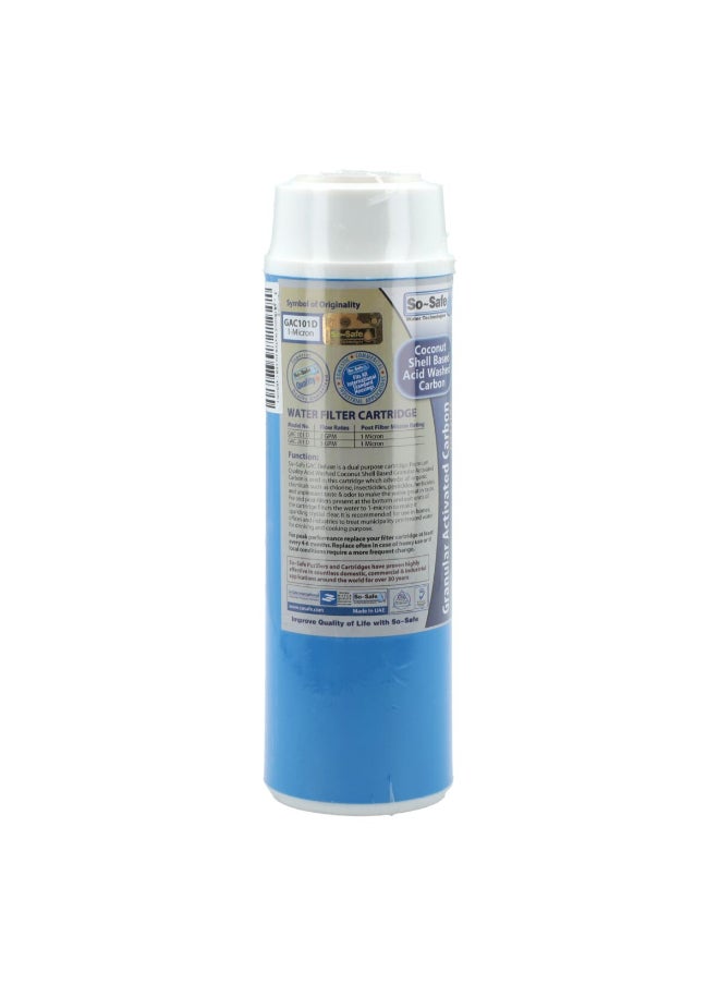 So-Safe 1-Micron Chlorine Reducer Water Filter Cartridge Blue and Grey 10 Inch GAC-101-E/D  - Image 1