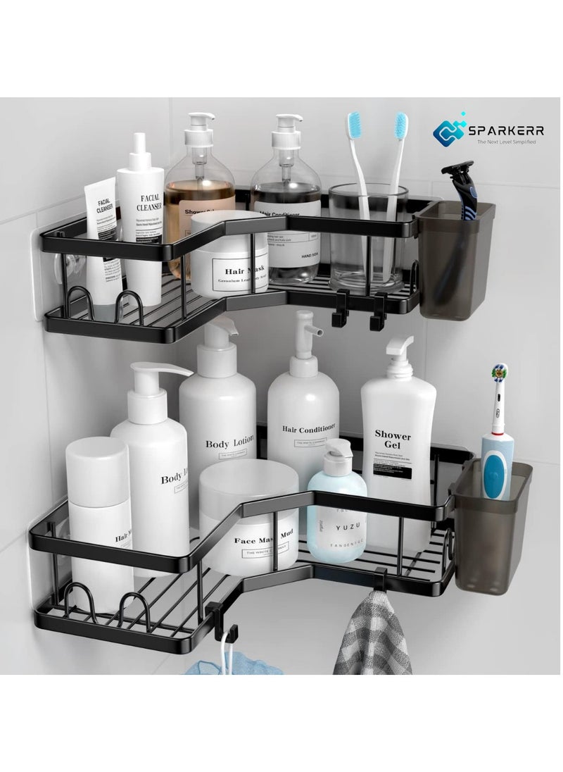 SPARKERR SPARKERR Self Adhesive Shower Caddy, Easy to Install Bathroom Kitchen Corner space Organizer, Wall mounted Heavy-Duty Anti-rust Stainless Steel Organizer for Bathroom and Kitchen, No Drilling Needed  - Image 2