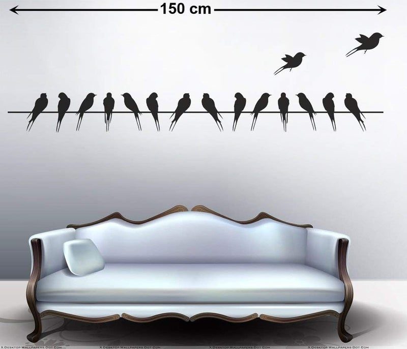 Decals Design 'Beautiful Long Tail Birds on Wire' Wall Sticker - Image 2