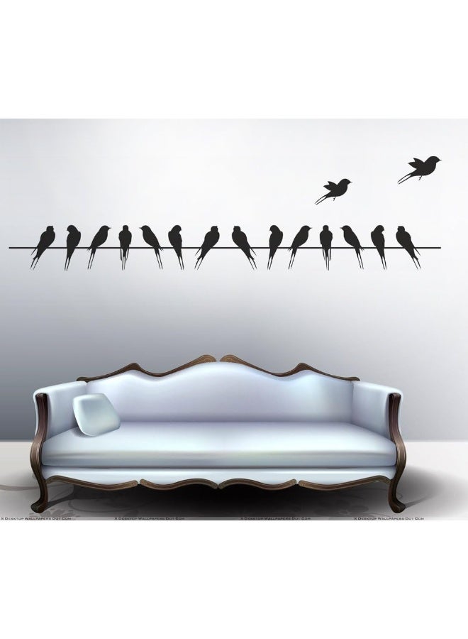 Decals Design 'Beautiful Long Tail Birds on Wire' Wall Sticker - Image 1