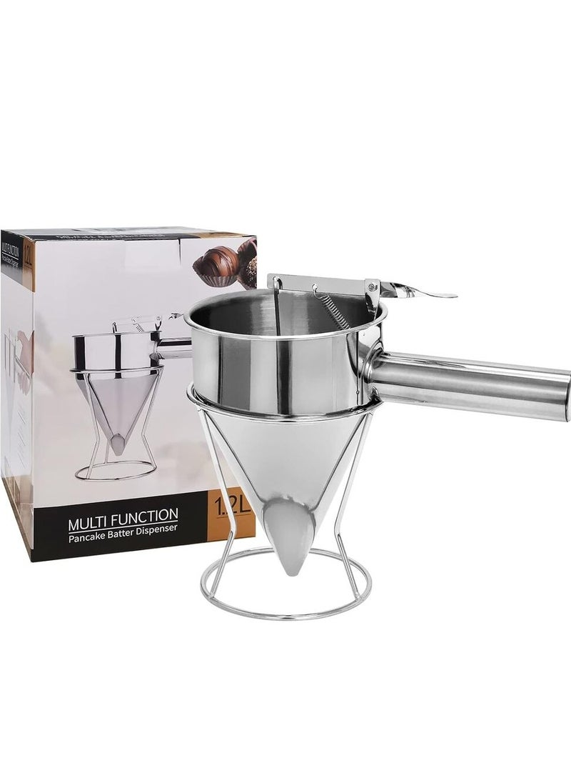 Generic Stainless Steel Pancake Batter Dispenser, Funnel Dispenser with Stand, Ideal Cupcake Dispenser Cooking Tool, Great for Takoyaki and Baking  - Image 2