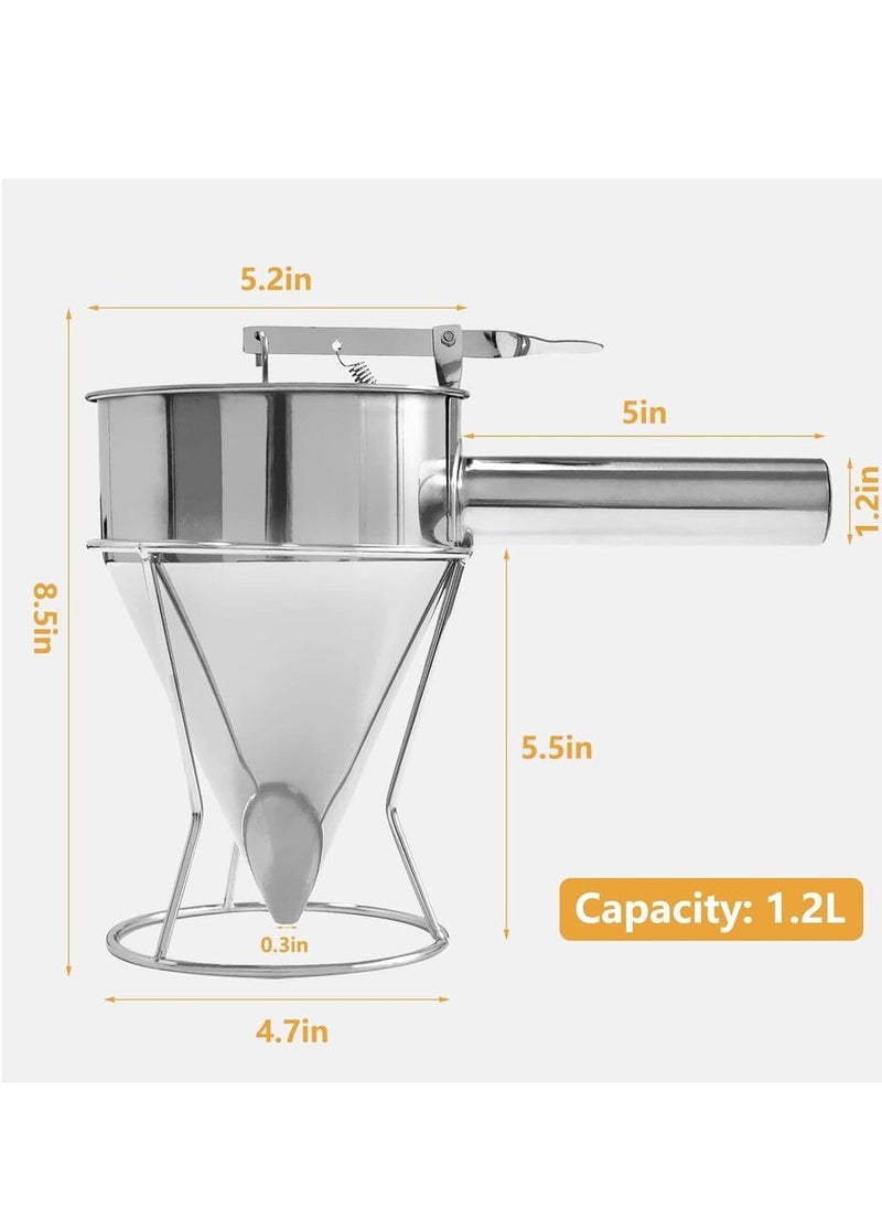 Generic Stainless Steel Pancake Batter Dispenser, Funnel Dispenser with Stand, Ideal Cupcake Dispenser Cooking Tool, Great for Takoyaki and Baking  - Image 4