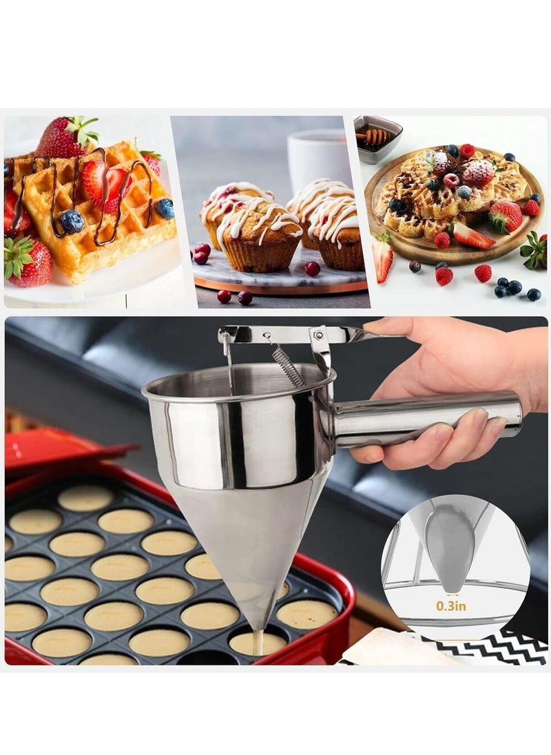 Generic Stainless Steel Pancake Batter Dispenser, Funnel Dispenser with Stand, Ideal Cupcake Dispenser Cooking Tool, Great for Takoyaki and Baking  - Image 5
