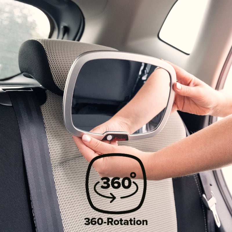 Diono Easy View Plus Baby Car Mirror with Light, Safety Car Seat Mirror for Rear Facing Infant with 360 Rotation, LED Night Light, Wide Crystal Clear View, Shatterproof, Crash Tested - Image 4